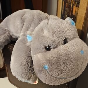 Grey and Blue Plush Hippo Stuffed Animal 2016